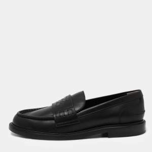 Fendi Black Leather Slip On Loafers Size 39