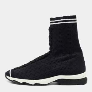 Fendi Black Knit Fabric Sock High Top Sneakers Size 40