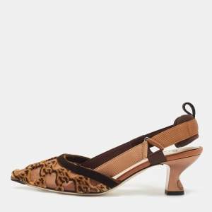 Fendi Brown Velvet and Mesh Colibri Pumps Size 36