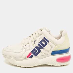 Fendi X Fila Cream Leather Fila Mania Platform Sneakers 35.5