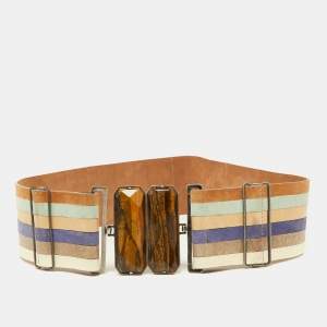 Fendi Multicolor Leather Wide Waist Belt 70CM