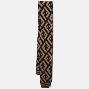 Fendi Brown Zucca Knit Wool Blend Shawl 