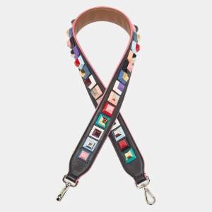 Pre Owned Fendi Multicolor Leather Studded Strap You Shoulder Bag Strap