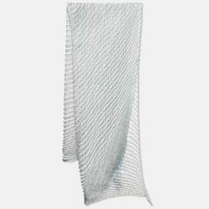 Fendi Grey/Blue Stripe Zucca Print Satin Plisse Stole 