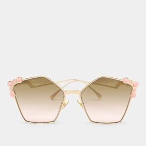 Pre Owned Fendi Brown/Pink Gradient FF 0261/S Spike Can Eye Geometric Sunglasses
