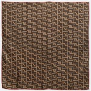 Fendi Brown Zucca Print Silk Fendirama Foulard Scarf