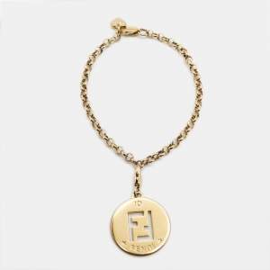 Fendi FF Identification Charm Gold Tone Bracelet