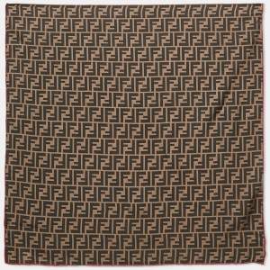 مملوكة مسبقًا Fendi Brown Zucca Print Silk Fendirama Foulard Scarf