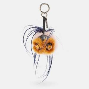 Fendi Multicolor Mink & Fox Fur QuTweet Birgami Bug Bag Charm