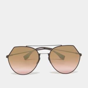 Pre Owned Fendi Brown FF0194/S 3YG0T Mirrored Aviator Sunglasses