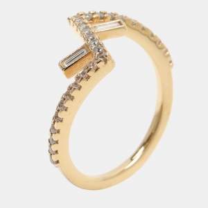 Fendi Gold Tone Crystal Fendi First Ring Size 51