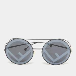 Pre Owned Fendi Black FF 0285/S Round Sunglasses
