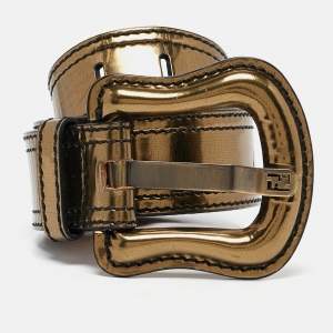 Fendi Gold Patent Leather B Buckle Belt 95CM