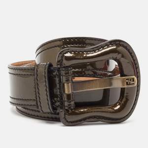 Fendi Green Patent Leather B Buckle Belt 100 CM