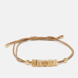 Pre Owned Fendi Graphy Gold Tone Cord Bracelet