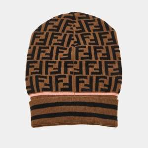 Fendi Brown FF Cashmere & Wool Knit Beanie 