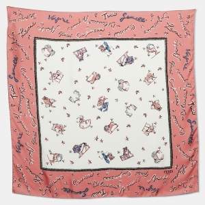 Pre Owned Fendi Pink/White Silk Astrology Square Scarf 
