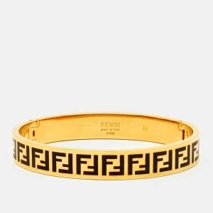 مملوكة مسبقًا Fendi FF Enamel Gold Tone Bracelet M