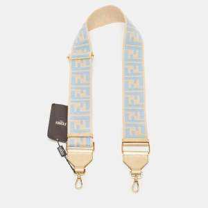 Fendi Beige/Blue Zucca Canvas and Leather Strap You Shoulder Bag Strap