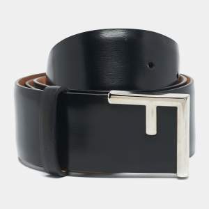 Fendi Black Leather F Logo Buckle Belt 80 CM