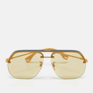 Fendi Yellow/Black FF M0095/G/S Frame Aviators Sunglasses
