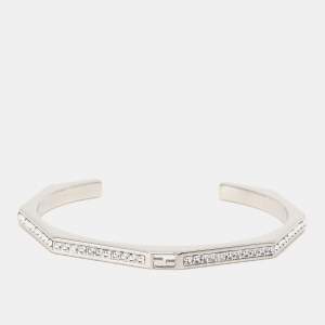 Fendi Baguette Silver Tone Open Cuff Bracelet