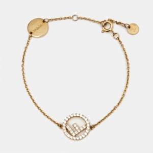 Fendi  F Is Fendi Crystals Gold Tone Bracelet