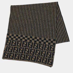 Fendi Brown Logo Wool Stole 