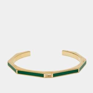 Fendi Baguette Enamel Gold Tone Bracelet M