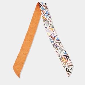 Fendi Multicolor/Orange Zucca Fun Fair Silk Bandeau Scarf