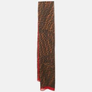 Fendi Brown Zucca Monogram Silk Stole 
