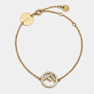 Fendi F is Fendi Crystal Gold Tone Bracelet