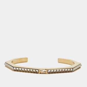 Fendi Baguette Two Tone Open Cuff Bracelet S