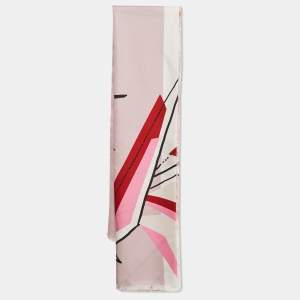 Fendi Pink Abstract Print Silk Scarf
