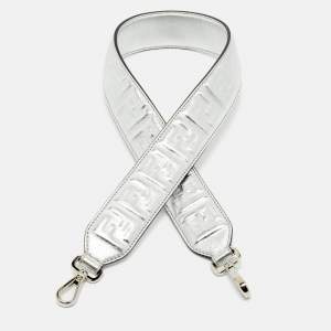 Fendi Silver Zucca Embossed Leather Strap You Shoulder Bag Strap