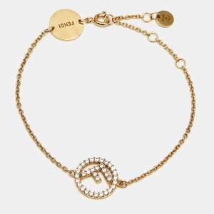 Fendi F is Fendi Crystal Gold Tone Bracelet