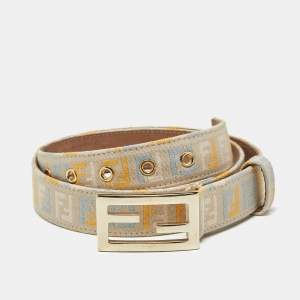 Pre Owned Fendi Multicolor Zucchino Canvas FF Buckle Belt 85 CM