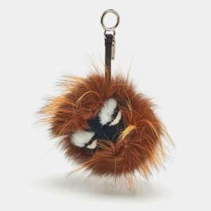 Fendi Multicolor Fox Mink Rabbit Fur Flamingo Kooky Monster Bug Bag Charm