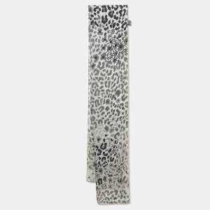 Pre Owned Fendi Monochrome Printed Silk Scarf