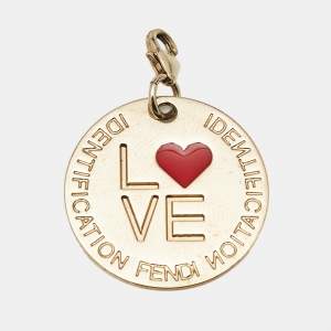 Pre Owned Fendi Identification Love Enamel Gold Tone Charm