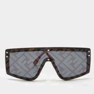 Pre Owned Fendi Brown/Black FF M0076/G/S Shield Sunglasses