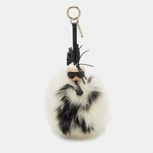 Pre Owned Fendi Multicolor Fur and Leather Karlito Bag Charm