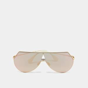 Pre Owned Fendi Gold/White Mirrored FF0193/S Shield Sunglasses
