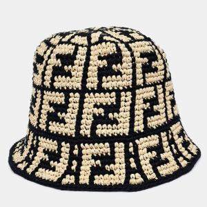 Pre Owned قبعة باكيت فندي قطن بيج أسود