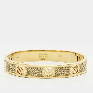 مملوكة مسبقًا سوار فندي إف إز فندي بحبيبات كريستال بلون ذهبي مقاس متوسط (ميديوم)