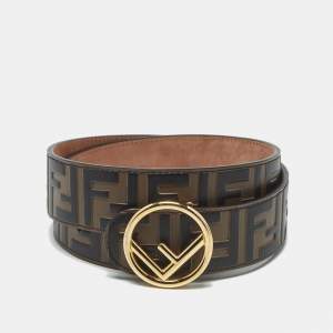 Pre Owned حزام فندي إف إيز فندي جلد منقوش زوكا بني 90 سم