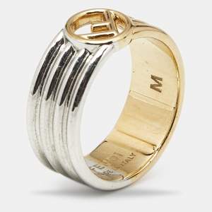Pre Owned Fendi F is Fendi Two Tone Band Ring Size 54