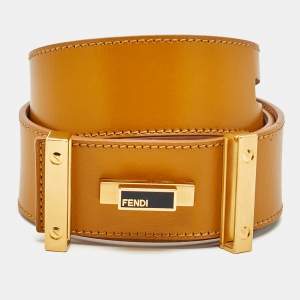 مملوكة مسبقًا Fendi Peekaboo 85 CM Waist Belt Mustard Leather