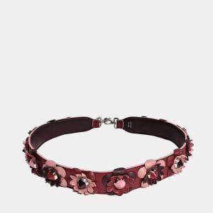 مملوكة مسبقًا Fendi Strap You Floral Red Leather