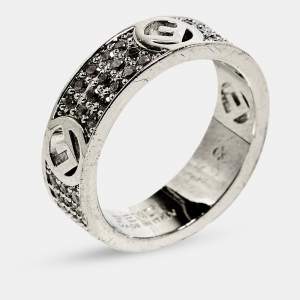 مملوكة مسبقًا Fendi  F is Fendi Crystal Pavé Silver Tone Band Ring Size 50